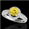 Image 1 : 1.5 CTW Certified Si/I Fancy Intense Yellow Diamond Solitaire Halo Ring 10K White Gold - REF-180X2T 