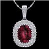 2.60 CTW Garnet & Micro Pave VS/SI Diamond Halo Necklace 10K White Gold - REF-65M5H - 20408