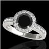 2 CTW Certified VS Black Diamond Solitaire Halo Ring 10K White Gold - REF-82N8Y - 34354