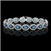 24.32 CTW London Topaz & Diamond Halo Bracelet 10K White Gold - REF-256A8X - 40637