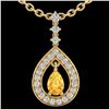 Image 2 : 1.15 CTW Citrine & Micro Pave VS/SI Diamond Necklace Designer 14K Yellow Gold - REF-61T3M - 23165