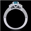 Image 4 : 2.07 CTW Intense Blue Diamond Solitaire Art Deco 3 Stone Ring 18K White Gold - REF-254W5F - 37782