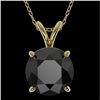 Image 1 : 2 CTW Fancy Black VS Diamond Solitaire Necklace 10K Yellow Gold - REF-43A2X - 33235
