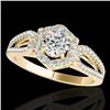 Image 1 : 1.43 CTW H-SI/I Certified Diamond Solitaire Halo Ring 10K Yellow Gold - REF-170A9X - 34018