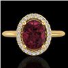 Image 1 : 1.75 CTW Garnet & Micro Pave VS/SI Diamond Ring Solitaire Halo 18K Yellow Gold - REF-43M6H - 21013