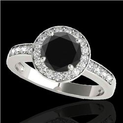 1.4 CTW Certified VS Black Diamond Solitaire Halo Ring 10K White Gold - REF-67Y8K - 34345