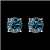 Image 1 : 1.03 CTW Certified Intense Blue SI Diamond Solitaire Stud Earrings 10K Rose Gold - REF-87W2F - 36591