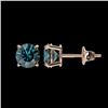 Image 2 : 1.03 CTW Certified Intense Blue SI Diamond Solitaire Stud Earrings 10K Rose Gold - REF-87W2F - 36591