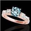 Image 1 : 2 CTW Si Certified Fancy Blue Diamond Pave Solitaire Ring 10K Rose Gold - REF-221A8X - 35477