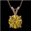 Image 1 : 1.53 CTW Certified Intense Yellow SI Diamond Solitaire Necklace 10K Rose Gold - REF-285W2F - 36807