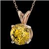 Image 2 : 1.53 CTW Certified Intense Yellow SI Diamond Solitaire Necklace 10K Rose Gold - REF-285W2F - 36807