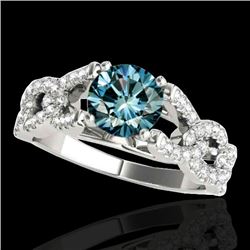 1.5 CTW Si Certified Fancy Blue Diamond Solitaire Ring 10K White Gold - REF-180H2A - 35219