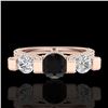 Image 2 : 2.3 CTW Fancy Black Diamond Solitaire Micro Pave 3 Stone Ring 18K Rose Gold - REF-200W2F - 37640