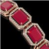 Image 4 : 38.61 CTW Ruby & Diamond Halo Bracelet 10K Rose Gold - REF-424M5H - 41526