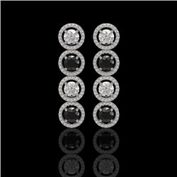 5.58 CTW Black & White Diamond Designer Earrings 18K White Gold - REF-581W3F - 42611