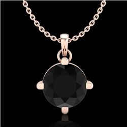 1 CTW Fancy Black Diamond Solitaire Art Deco Stud Necklace 18K Rose Gold - REF-48K2W - 38074