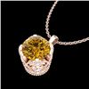 Image 2 : 1.13 CTW Intense Fancy Yellow Diamond Art Deco Stud Necklace 18K Rose Gold - REF-136H4A - 37428