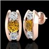 Image 2 : 2.18 CTW Intense Fancy Yellow Diamond Art Deco Stud Earrings 18K Rose Gold - REF-254M5H - 37771