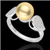 Image 2 : 0.27 CTW Micro Pave VS/SI Diamond & Golden Pearl Designer Ring 18K White Gold - REF-45M3H - 22639