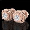 Image 1 : 1.11 CTW VS/SI Diamond Solitaire Art Deco Stud Earrings 18K Rose Gold - REF-218W2F - 36876