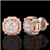 Image 2 : 1.11 CTW VS/SI Diamond Solitaire Art Deco Stud Earrings 18K Rose Gold - REF-218W2F - 36876