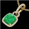 Image 1 : 3 CTW Emerald & Micro VS/SI Diamond Necklace 18K Yellow Gold - REF-70Y9K - 22982