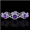 Image 1 : 30 CTW Amethyst & Micro VS/SI Diamond Bracelet 14K White Gold - REF-368W9F - 23015