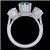 Image 4 : 3.06 CTW Fancy Intense Blue Diamond Art Deco 3 Stone Ring 18K White Gold - REF-390Y9K - 37390