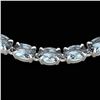 29 CTW Aquamarine Eternity Tennis Necklace 14K White Gold - REF-276F2N - 23370