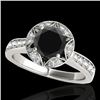 1.5 CTW Certified VS Black Diamond Solitaire Halo Ring 10K White Gold - REF-77F3N - 34232
