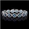 21.06 CTW London Topaz & Diamond Halo Bracelet 10K White Gold - REF-293A3X - 41270