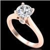 1.36 CTW VS/SI Diamond Solitaire Art Deco Ring 18K Rose Gold - REF-405T2M - 37290