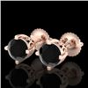1.5 CTW Fancy Black Diamond Solitaire Art Deco Stud Earrings 18K Rose Gold - REF-70Y9K - 38067