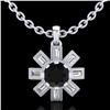 1.33 CTW Fancy Black Diamond Solitaire Art Deco Stud Necklace 18K White Gold - REF-136N4Y - 37870