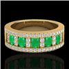 2.34 CTW Emerald & Micro Pave VS/SI Diamond Designer Ring 10K Yellow Gold - REF-67A3X - 20825