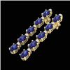 10.36 CTW Tanzanite & VS/SI Certified Diamond Tennis Earrings 10K Yellow Gold - REF-102K2W - 29409