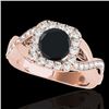 2 CTW Certified VS Black Diamond Solitaire Halo Ring 10K Rose Gold - REF-91W3F - 33320