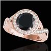 1.75 CTW Certified VS Black Diamond Solitaire Halo Ring 10K Rose Gold - REF-87A5X - 33271