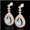 2.25 CTW Aquamarine & Micro Pave VS/SI Diamond Earrings Designer 14K Rose Gold - REF-103W3F - 23146