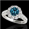 3 CTW Si Certified Fancy Blue Diamond Solitaire Halo Ring 10K White Gold - REF-296X9T - 33558