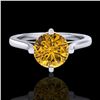Image 2 : 1.25 CTW Intense Fancy Yellow Diamond Engagement Art Deco Ring 18K White Gold - REF-218Y2K - 38064