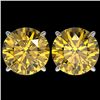 Image 1 : 5 CTW Certified Intense Yellow SI Diamond Solitaire Stud Earrings 10K White Gold - REF-1380Y2K - 331