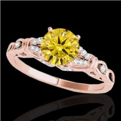 1.2 CTW Certified Si/I Fancy Intense Yellow Diamond Solitaire Ring 10K Rose Gold - REF-209W3F - 3525