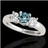Image 1 : 2 CTW Si Certified Fancy Blue Diamond 3 Stone Solitaire Ring 10K White Gold - REF-290Y9K - 35444