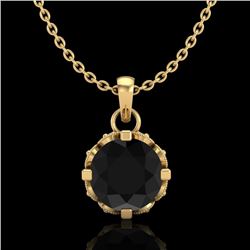 0.85 CTW Fancy Black Diamond Solitaire Art Deco Stud Necklace 18K Yellow Gold - REF-81T8M - 37368