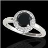 Image 1 : 1.43 CTW Certified VS Black Diamond Solitaire Halo Ring 10K White Gold - REF-65N6Y - 33664