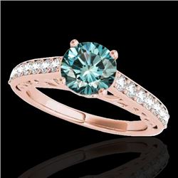 1.65 CTW Si Certified Fancy Blue Diamond Solitaire Ring 10K Rose Gold - REF-203Y6K - 35029