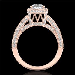 3.5 CTW Princess VS/SI Diamond Solitaire Micro Pave Ring 18K Rose Gold - REF-581W8F - 37167