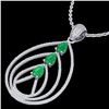 Image 1 : 2 CTW Emerald & Micro Pave VS/SI Diamond Designer Necklace 18K White Gold - REF-133M3H - 22467