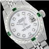 Image 1 : Rolex Men's Stainless Steel, QuickSet, Diam Dial & Diam/Emerald Bezel - REF-557X4Y